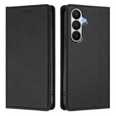OEM - Litchi Samsung Galaxy S26 / S26 Pro Fodral &Auml;kta L&auml;der RFID Skydd - Svart