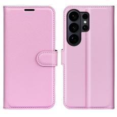 OEM - LITCHI Samsung Galaxy S26 Ultra Fodral &Auml;kta L&auml;der St&ouml;tbest&auml;ndig - Rosa