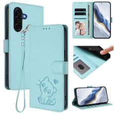 OEM - Love Cat Samsung Galaxy A37 Pl&aring;nboksfodral Konstl&auml;der - Mintgr&ouml;n