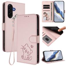 OEM - Love Cat Samsung Galaxy A37 Pl&aring;nboksfodral Konstl&auml;der - Rosa