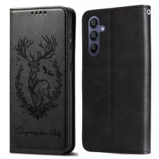 OEM - Lucky Deer Samsung Galaxy A55 5G Pl&aring;nboksfodral Konstl&auml;der - Svart