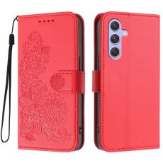 OEM - Mandala Samsung Galaxy A55 5G Pl&aring;nboksfodral Konstl&auml;der - R&ouml;d