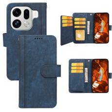 OEM - Oppo Find X9 Pro 5G Fodral &Auml;kta L&auml;der Linjem&ouml;nster - Bl&aring;