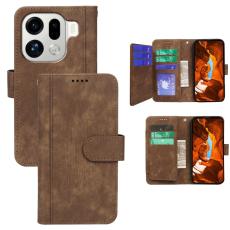 OEM - Oppo Find X9 Pro 5G Fodral &Auml;kta L&auml;der Linjem&ouml;nster - Brun