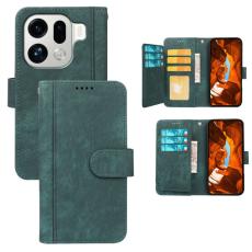 OEM - Oppo Find X9 Pro 5G Fodral &Auml;kta L&auml;der Linjem&ouml;nster - Gr&ouml;n