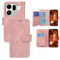 OEM - Oppo Find X9 Pro 5G Fodral &Auml;kta L&auml;der Linjem&ouml;nster - Ros&eacute;guld