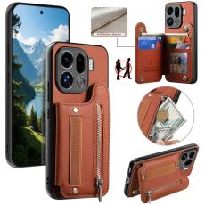 OEM - Oppo Find X9 Pro 5G Fodral &Auml;kta L&auml;der RFID Skydd - Brun