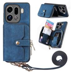 OEM - Oppo Find X9 Pro 5G Fodral PU L&auml;der Med Dragkedja - Bl&aring;