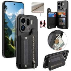 OEM - Oppo Find X9 Pro 5G Kortfack Fodral &Auml;kta L&auml;der Handrem - Svart