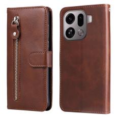 OEM - Oppo Find X9 Pro 5G Kortfack Fodral PU L&auml;der Med Dragkedja - Brun