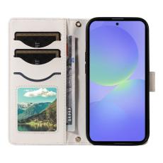 OEM - Rhombus Samsung Galaxy A37 Pl&aring;nboksfodral Konstl&auml;der - Vit