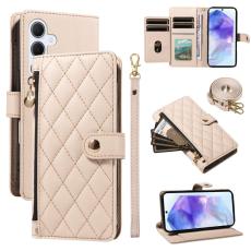 OEM - Rhombus Samsung Galaxy A55 5G Pl&aring;nboksfodral Konstl&auml;der - Beige
