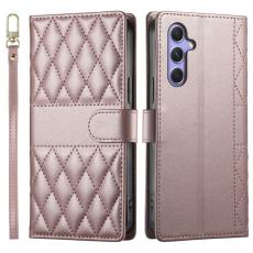 OEM - Rhombus Samsung Galaxy A55 5G Pl&aring;nboksfodral Konstl&auml;der - Ros&eacute;guld