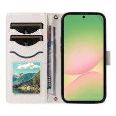 OEM - Rhombus Samsung Galaxy A57 Pl&aring;nboksfodral Konstl&auml;der - Vit