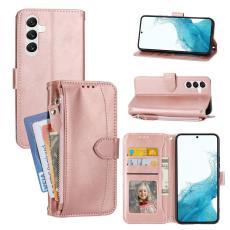 OEM - Samsung Galaxy A35 5G Fodral &Auml;kta L&auml;der Crossbody - Ros&eacute;guld