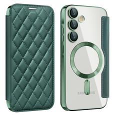 OEM - Samsung Galaxy A35 5G Fodral &Auml;kta L&auml;der Magnetiskt - Svartgr&ouml;n