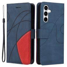 OEM - Samsung Galaxy A35 5G Fodral &Auml;kta L&auml;der St&auml;ll - Bl&aring;