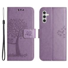 OEM - Samsung Galaxy A35 5G Fodral &Auml;kta L&auml;der St&auml;ll - Lila