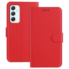 OEM - Samsung Galaxy A35 5G Fodral &Auml;kta L&auml;der St&auml;ll Solid F&auml;rg - R&ouml;d