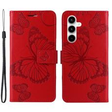 OEM - Samsung Galaxy A35 5G Fodral Blomm&ouml;nster &Auml;kta L&auml;der - R&ouml;d