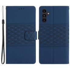 OEM - Samsung Galaxy A35 5G Fodral Impr. Romb Mjukt L&auml;der - Bl&aring;