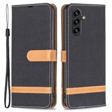 OEM - Samsung Galaxy A35 5G Fodral Jeans Tyg Splicing Konstl&auml;der - Svart