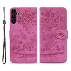 OEM - Samsung Galaxy A35 5G Fodral Konstl&auml;der Blomm&ouml;nster - Rosa