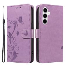 OEM - Samsung Galaxy A35 5G Fodral Konstl&auml;der Blomm&ouml;nster St&auml;ll - Lila