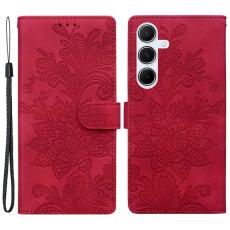 OEM - Samsung Galaxy A35 5G Fodral Konstl&auml;der Blommor - R&ouml;d