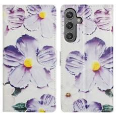 OEM - Samsung Galaxy A35 5G Fodral Konstl&auml;der Flip Cover - Lila Blomma