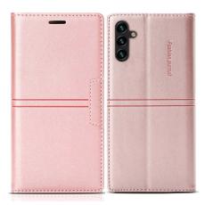 OEM - Samsung Galaxy A35 5G Fodral Magnetisk Auto St&auml;ngning PU L&auml;der - Ros&eacute;guld