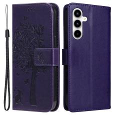 OEM - Samsung Galaxy A35 5G Fodral PU L&auml;der Katttr&auml;d M&ouml;nster - Lila