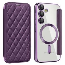 OEM - Samsung Galaxy A35 5G Fodral Rhombus &Auml;kta L&auml;der Magnetiskt - Lila