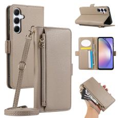 OEM - Samsung Galaxy A35 5G Fodral St&ouml;tt&aring;lig TPU+PU L&auml;der Flip - Khaki