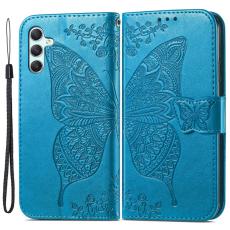 OEM - Samsung Galaxy A35 5G Skal &Auml;kta L&auml;der Fj&auml;rilsm&ouml;nster - Bl&aring;