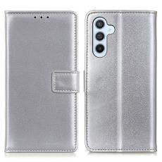 OEM - Samsung Galaxy A35 5G Skal &Auml;kta L&auml;der Fullt St&ouml;tskydd - Silver