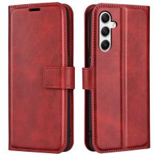 OEM - Samsung Galaxy A35 5G Skal Flip St&ouml;tt&aring;ligt Konstl&auml;der - R&ouml;d