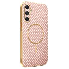 OEM - Samsung Galaxy A35 5G Skal Kolfiber Texturerad TPU - Rosa