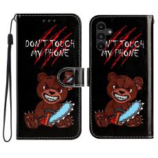 OEM - Samsung Galaxy A35 5G Skal M&ouml;nstertryck PU L&auml;der St&auml;ll - Svart