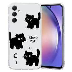 OEM - Samsung Galaxy A35 5G Skal M&ouml;nstertryck Skydd TPU - Svart Katt