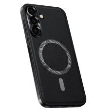 OEM - Samsung Galaxy A35 5G Skal PU Plast Med Metallram - Svart