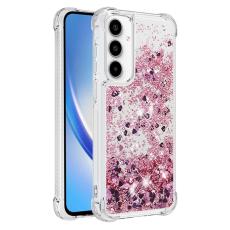 OEM - Samsung Galaxy A35 5G Skal TPU Glittrande St&ouml;ts&auml;ker - Ros&eacute;guld / Hj&auml;rtar
