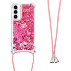 OEM - Samsung Galaxy A35 5G Skal TPU Quicksand Design - Rosa / Hj&auml;rtan
