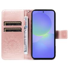 OEM - Samsung Galaxy A37 Pl&aring;nboksfodral Konstl&auml;der Blomm&ouml;nster - Ros&eacute;guld