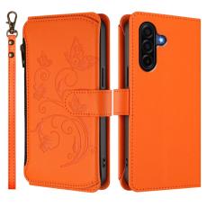 OEM - Samsung Galaxy A37 Pl&aring;nboksfodral Konstl&auml;der Blomtryck - Orange
