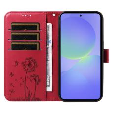 OEM - Samsung Galaxy A37 Pl&aring;nboksfodral Konstl&auml;der Dandelion - R&ouml;d