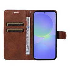 OEM - Samsung Galaxy A37 Pl&aring;nboksfodral Konstl&auml;der Med Rem - Brun