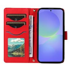 OEM - Samsung Galaxy A37 Pl&aring;nboksfodral Konstl&auml;der Med Rem - R&ouml;d