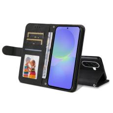 OEM - Samsung Galaxy A37 Pl&aring;nboksfodral Konstl&auml;der St&ouml;d med Rem - Svart