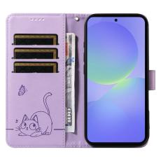 OEM - Samsung Galaxy A37 Pl&aring;nboksfodral Konstl&auml;der Kattm&ouml;nster - Lila